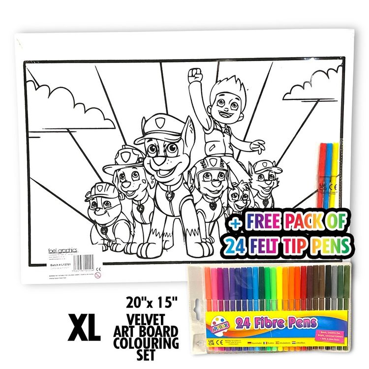 Velvet XL Paw Patrol Velvet Art Board Colouring Set With 24 Felt Tip Pens product image